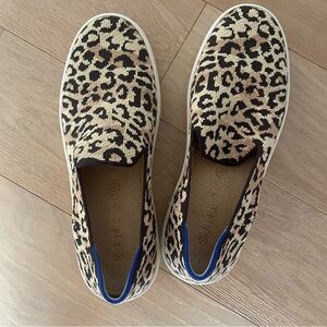 Rothy's Tan and Black Leopard Print Loafers